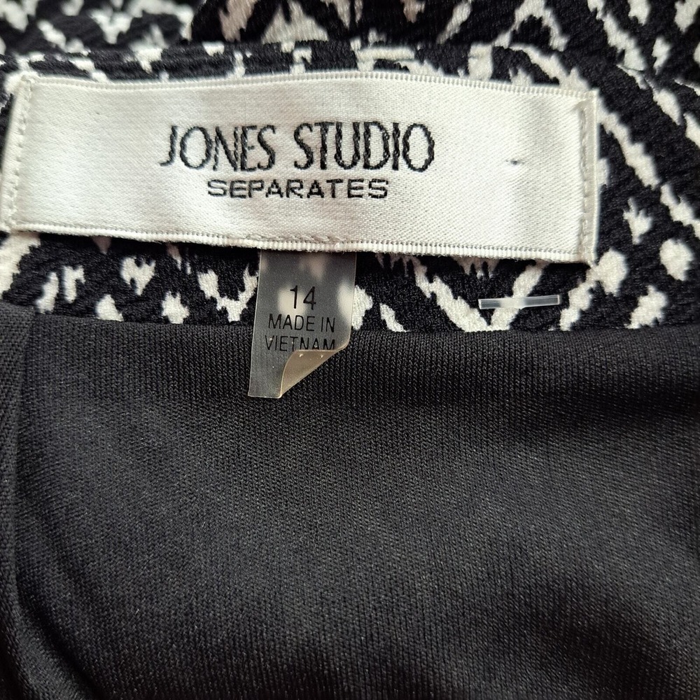 Jones Studio Skirt Womens 14 Black White A Line Stretch Knee Length Geometric - Picture 8 of 11